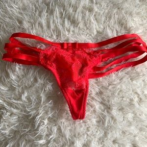 Tripple  Strap Thong in Red Hot